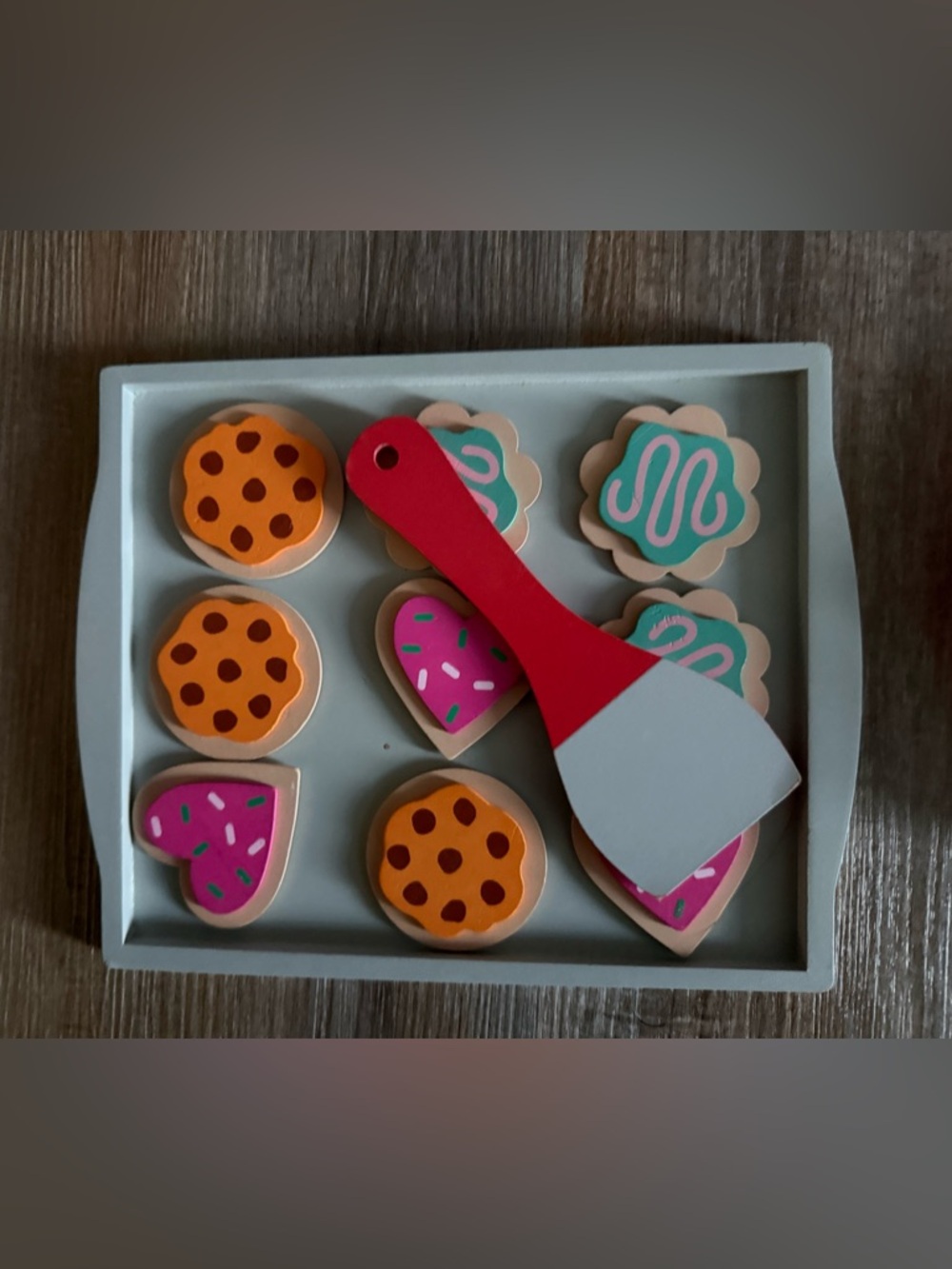 Wooden Toy Cookie Set with Red Spatula